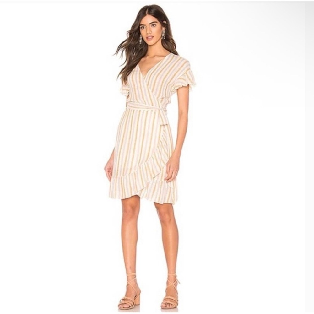 Rails | Brigitte Amber Stripe Metallic NWT Ruffle Hem Wrap Dress